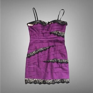 Bebe Purple Lace Trim Dress